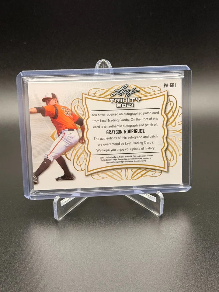 2021 LEAF TRINITY GRAYSON RODRIGUEZ AUTO PATCH /50 JERSEY TAG - Image 2 of 2