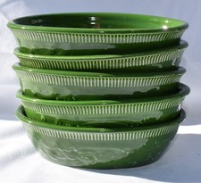 Homer Laughlin - Genuine Oven Serve Ware - (5) 6" GREEN INDIVIDUAL OVAL BOWLS