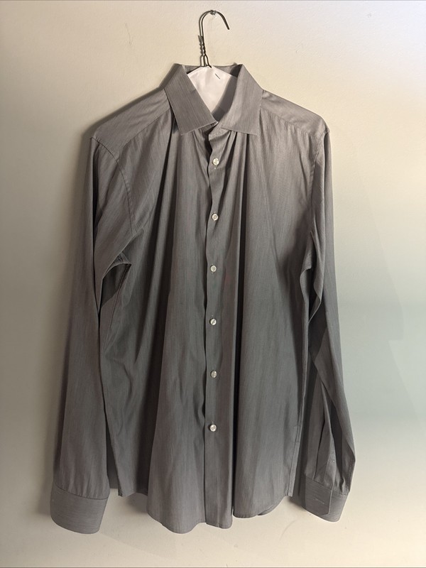Theory Men's Long Sleeve Button-Up Shirt Gray Large