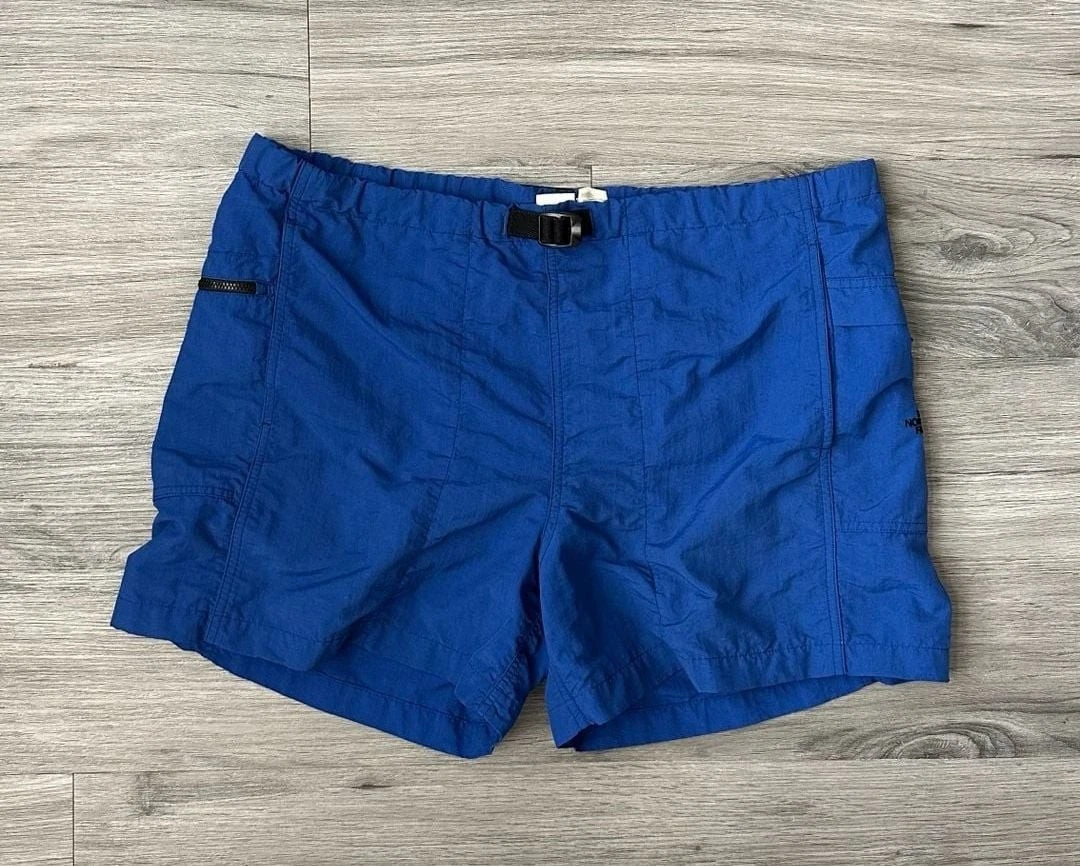 The North Face Vintage Belted Nylon Class V Hiking Shorts Blue Size 18