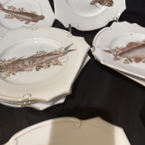 Vittoriano Freda Porcellana Baviera Set di 10 Piatti da Servizio Pesce 7 1/2x8 in - Foto 8 di 15