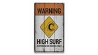Beach Warning High Surf Rustic Distressed Sign, Personalized Wood Sign