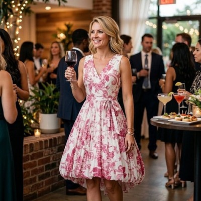 danny and nicole dresses & White Pink / Floral 3/4 Sleeveless Wrap Style Midi Dress Size 4 dress event and radiate elegance and style Danny & Nicole Dress -