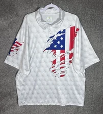 Obnoxious Golf Polo Shirt Mens Size 3XL Patriotic American Flag Red White Blue
