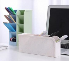 5 Pcs Pen/pencil holder desk organizer For Desk, 5Compartment Clear, Blue, Green
