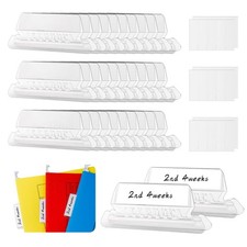 Hanging File Folder Tabs, 30 Set Transparent File Folder Tabs with Inserts for