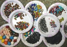 Beautiful Wooden Ceramic Beads Jewelry Making Painted Bright Assorted Lot