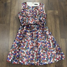 Tommy Hilfiger Shadow Stripe Red and Blue Floral Dress, size 14