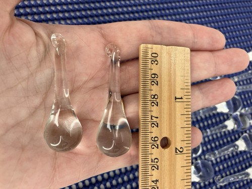 Lot Of 50 Crystal Clear Glass Teardrop Chandelier Prisms /Ornaments Avg 2”
