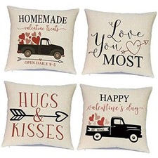 Valentines Day Pillow Covers 18 x 18 Inches Set of 4 - 18" x 18" Pack of 4 