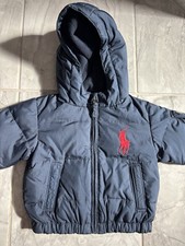 Polo Ralph Lauren Puffer Duck Down Zip Button Hoodie Jacket Blue Toddler Baby 9M