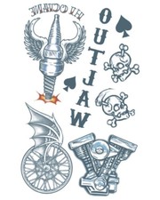 Biker Outlaw Temporary Tattoos - Realistic Extra Large Body Art for Festivals, G