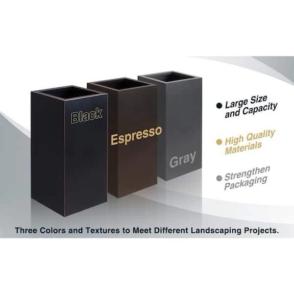 Maceta cuadrada con caja metálica en negro  Foto 2 de 4