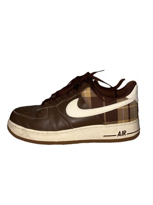 Nike Air Force 1  07 LX Cacao Brown Plaid Mens Size 11 Tan Low Top Sneakers Shoe