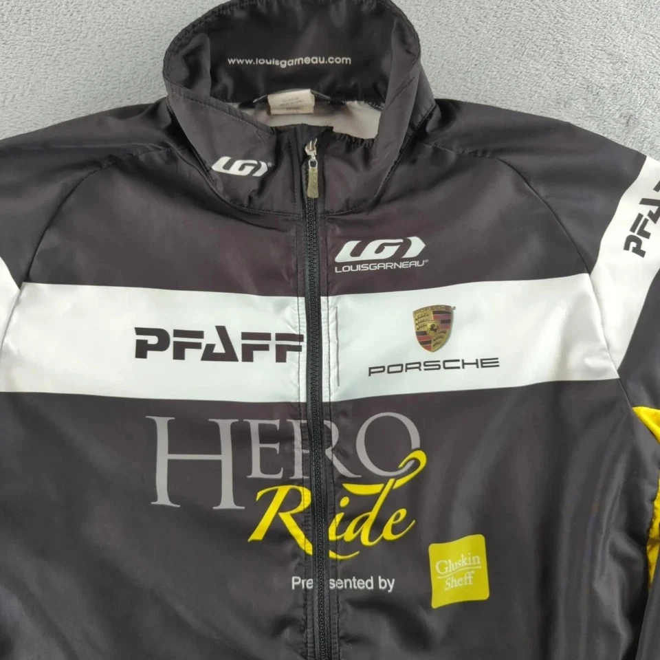 Chaqueta de ciclismo Louis Garneau Hero Ride mediana negra amarilla Porsche Pfaff Canadá Foto 3 de 4