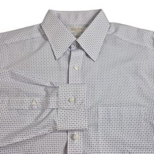 Roundtree Yorke Gold Label Men's Shirt Size 16 33 White Lilac Fitted Poplin 59