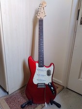 Squier Paranormal Cyclone Candy Apple Red Mustang Strat Style Electric Guitar