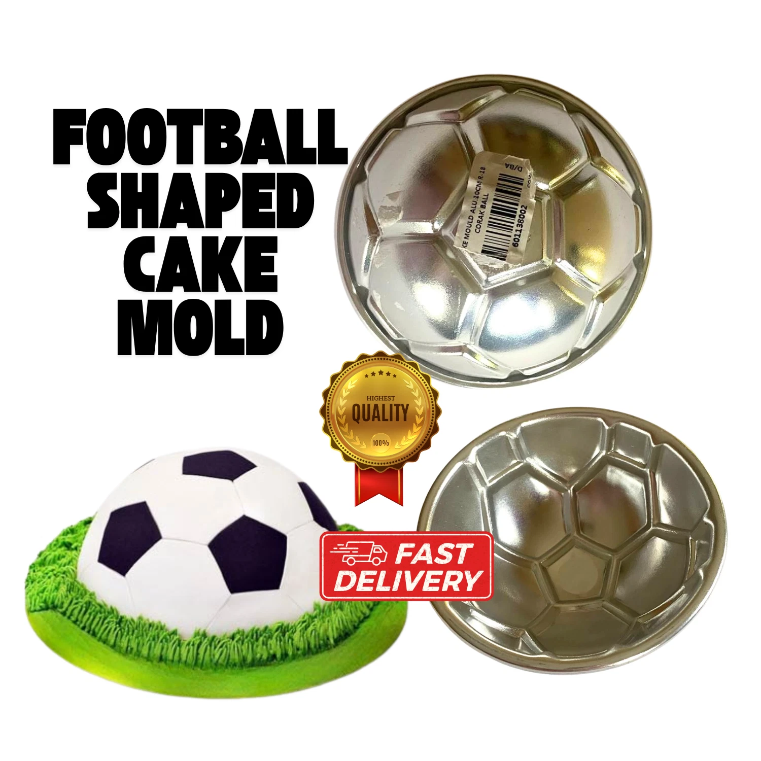 3pcs- 3D Football Shaped Cake Mold Soccer Ball Sphere Pudding Chocolate Cake