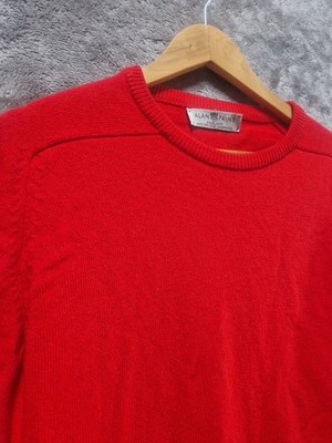Alan Paine England 100% Lambswool  Red Crew Neck Jumper Sweater Uk Size Xl