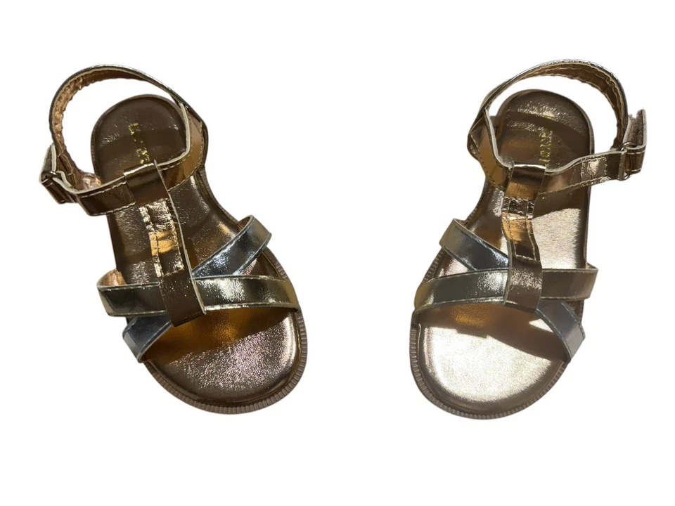 Sandalias Evie metálicas doradas y plateadas Lucky Brand para niñas nuevas $38 talla 10M Foto 4 de 4