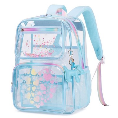 Lovely Clear Backpack for School Girls, Heavy Duty TPU Transparent Backpack S...