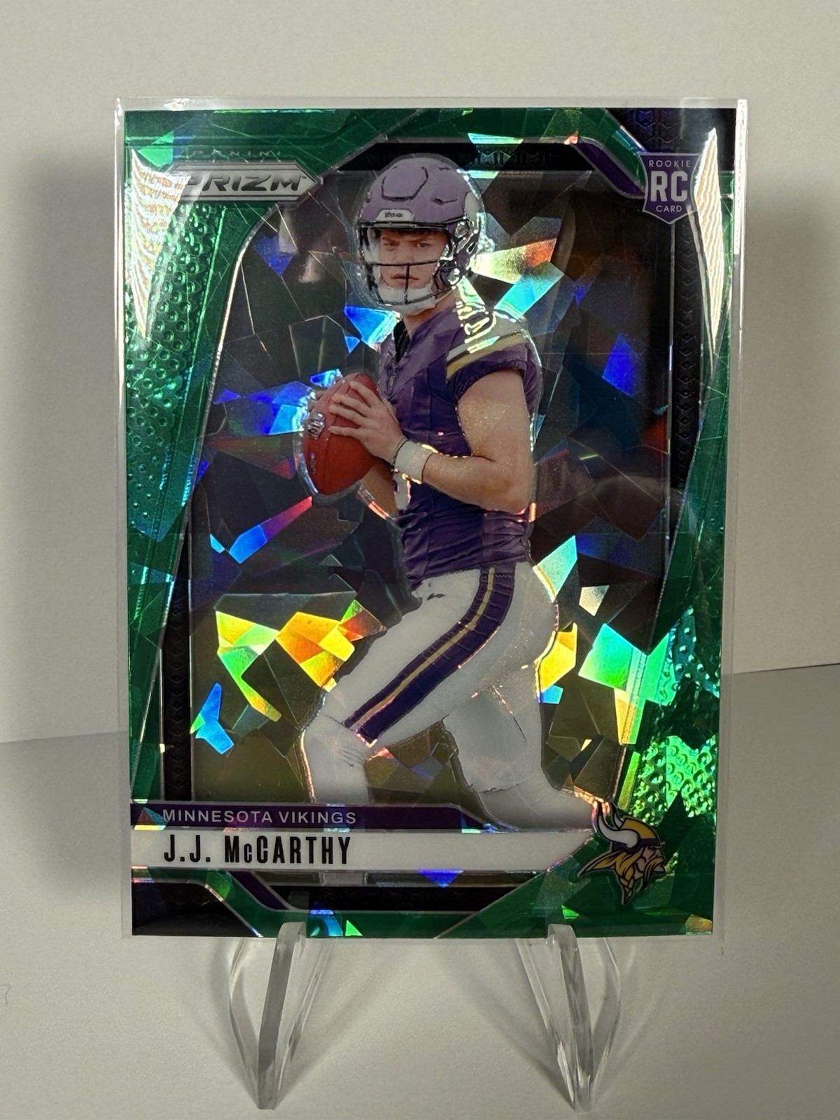 2024 Panini Prizm J.J. McCarthy Rookie Green Ice Prizm #400 Minnesota Vikings