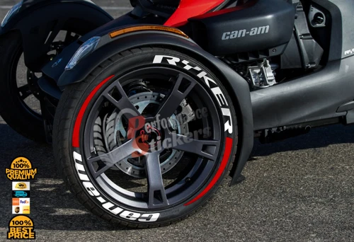 Tire Lettering Ryker Can-Am Stickers Set For All 3 Tires Decal -1.00''red  strip