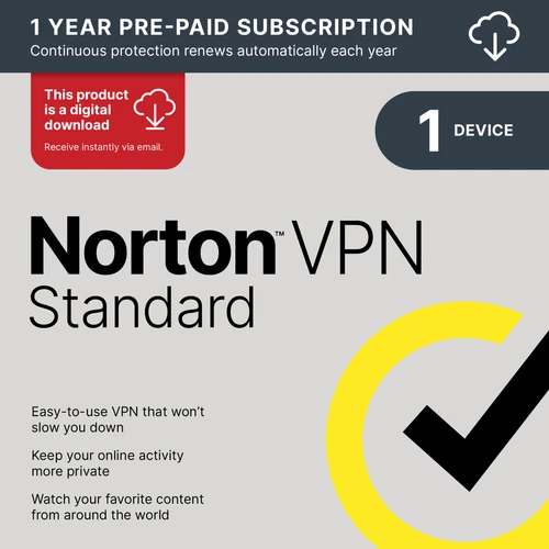 Norton VPN Standard | 1 Device | Digital Download Code Sent by Email