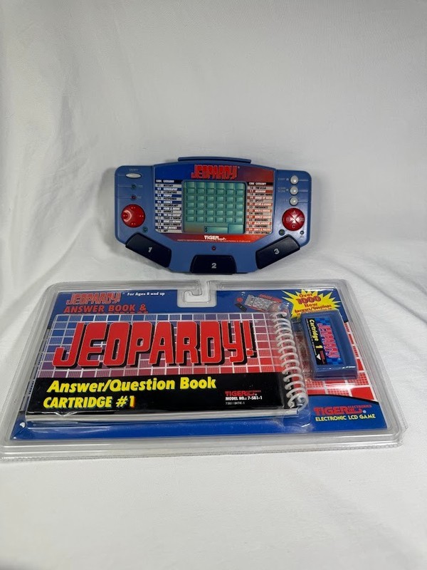 Vintage Tiger Jeopardy Handheld Electronic Game With Cartridges & Books