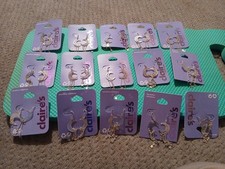 Bulk Lot Of 15 Claire's Silvertone Moon  Star Earrings MSRP/lot 120 NWT