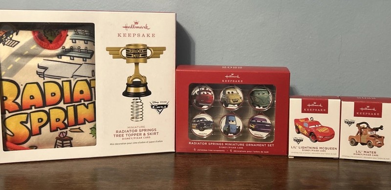 Hallmark Disney Pixar Cars Lot- Includes Tree Topper & Miniature Ornaments NIB