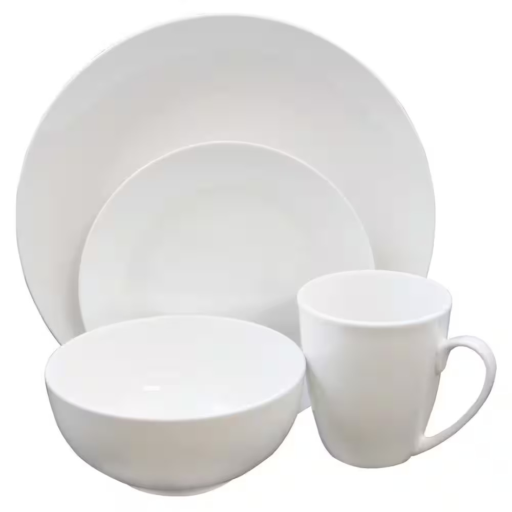 Ogalla 16-Piece Formal White Porcelain Dinnerware Set (Servi