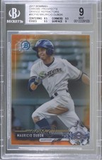 2017 Bowman Chrome Prospects Orange Refractor 19/25 Mauricio Dubon BGS 9 ow6