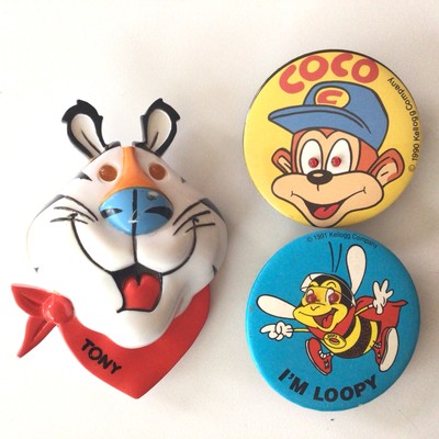 Kellogg s Müsli Werbeabzeichen x3 Coco Pops Honig Nuss Schleifen Tony Tiger P16