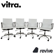 Set of 4 Vitra EA117 Leather Chair Cream Manual Function Conference Chair