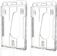 2 Pack Hard Plastic Badge Holders Heavy Duty Clear ID Credit Card Protector...