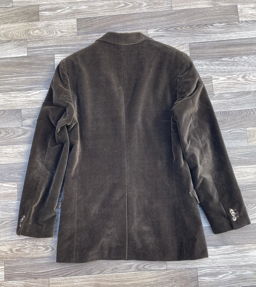 Banana Republic Men’s Blazer Velvet Velour Dinner Jacket Mens 38R 2 Button Brown - Image 2 of 4
