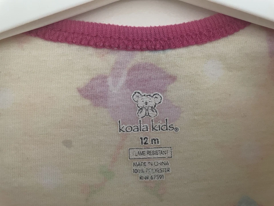 Koala Kids Baby Girl 1-Piece Cute Colorful Flamingo Polyester Zip PJs Yellow 12M - Image 2 of 4