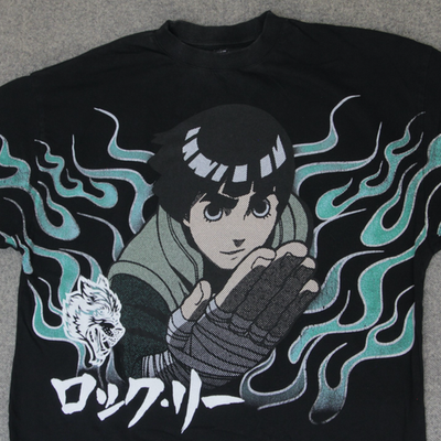 Darc Sport Naruto T Shirt L ROCK LEE Anime Manga Flames Wolves