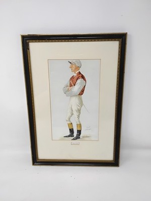Vintage Vanity Fair ''Johnny Watts'' gerahmter Pferderennen Jockey Druck