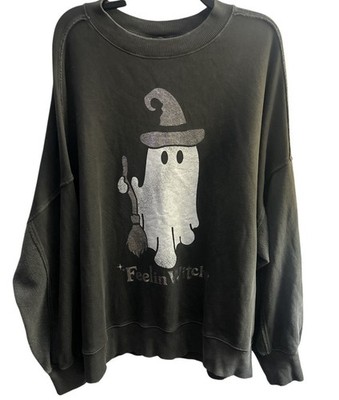 眩暈SIREN 刺繍スウェット　XL Aerie Feelin Witchy Halloween XL Big Chill Crew Sweatshirt Women