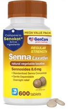 Senna Laxative 600 Tablets by GenCare Senna 8.6mg Tablets with Natural...