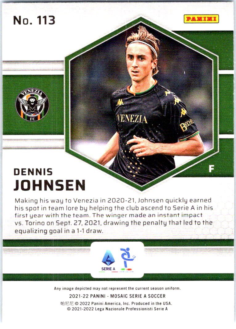 2021-22 Panini Mosaic Serie A #113 Dennis Johnsen Venezia | eBay