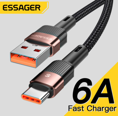 Essager 6A USB Type C Fast Charging Cable For Huawei P30 P40 Samsung S21/20 Poco