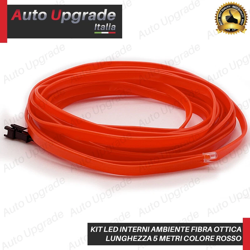 KIT LED INTERNI LUCE AMBIENTE FIBRA OTTICA ROSSO RED 5 METRI PER JEEP RENEGADE - Immagine 3 di 4