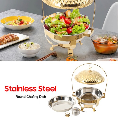 6L/7.5L Stainless Steel Buffet Server Round Chafing Dish Food Warmer