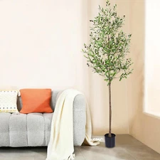 7FT Large Artificial Olive Tree Faux Realistic Olive Plant With Fruits And Leave