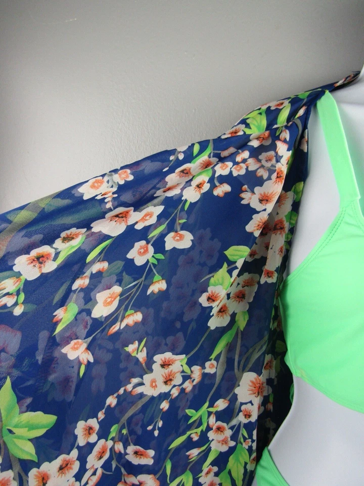 Bikini Boohoo 2 piezas verde neón cruzado trasero con cubierta gratuita - EE. UU. 12/L Foto 4 de 4