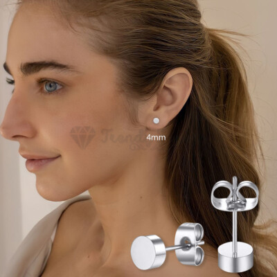 4mm Silver Stainless Steel Women Men Cheater Studs Ear Piercing