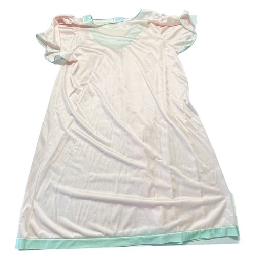 Vintage Lorraine Pink Mint Green 2 pc Nightgown and Robe Medium Floral Nylon - Picture 17 of 17